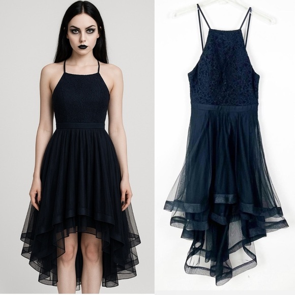 City Triangles Dresses & Skirts - Vintage Y2K City Triangles Sheer Mesh Whimsigoth Edgy Black Dress Goth Witchy 6